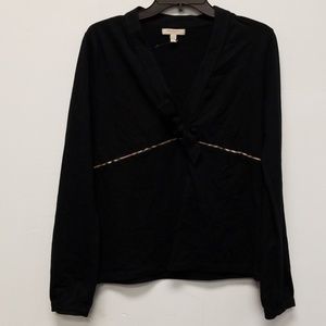 Burberry London Black V-neck Bow Top Size L